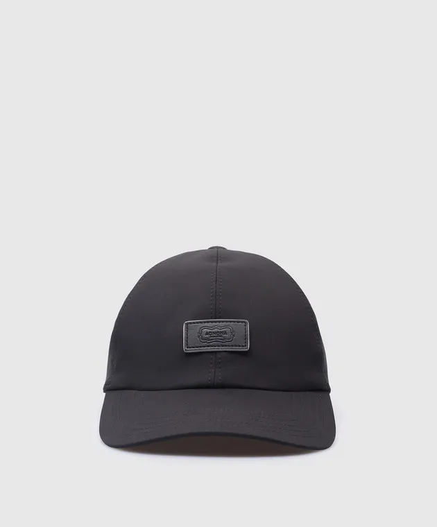 Agnona Black cap with logo patch