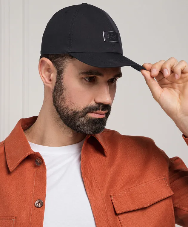 Agnona Black cap with logo patch