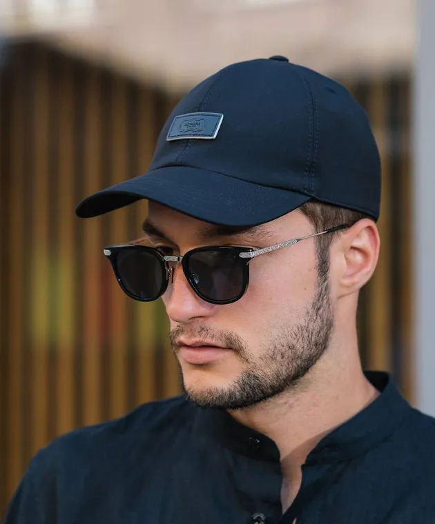 Agnona Black cap with logo patch