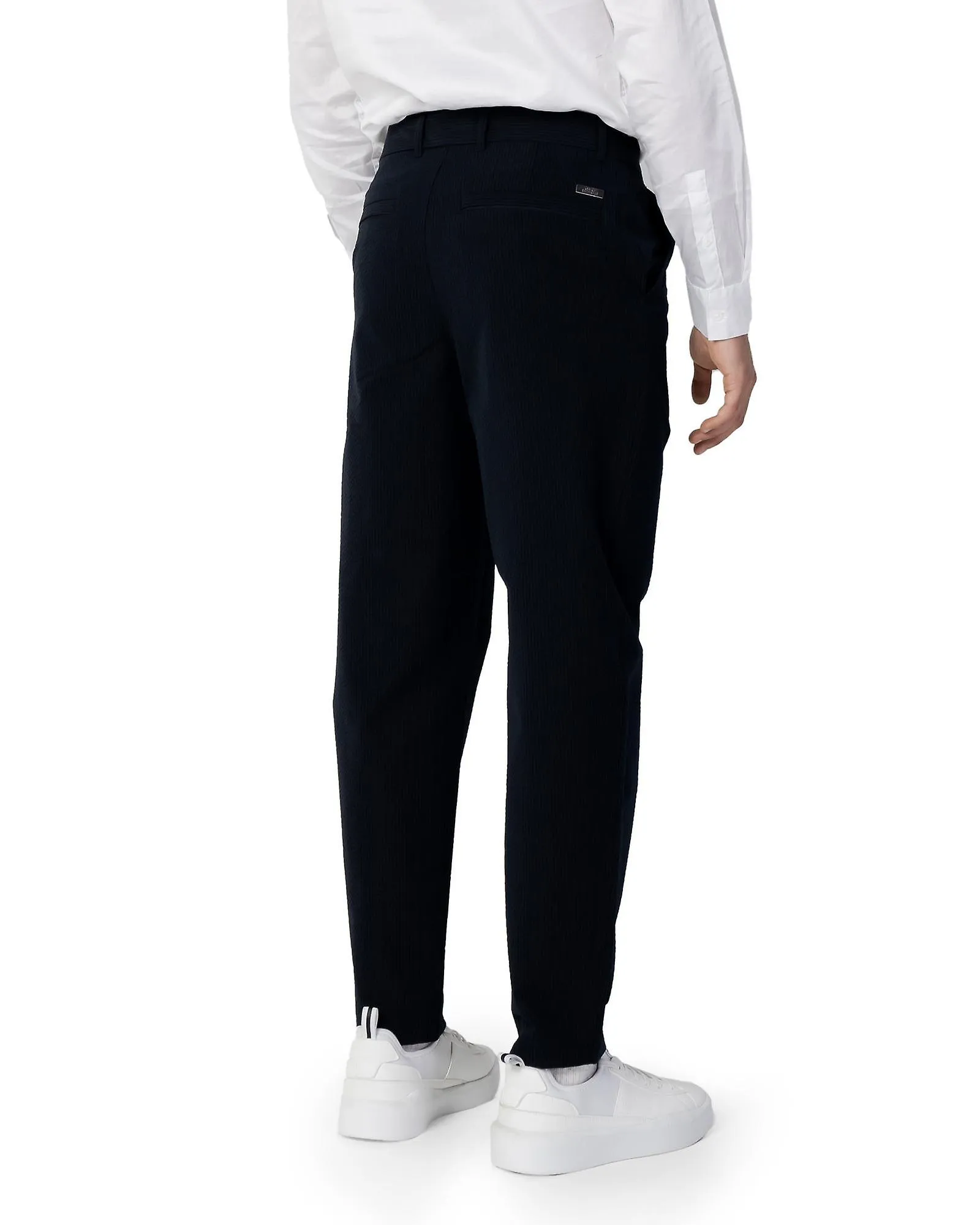 Armani Exchange Plain Cotton Trousers with Zip and Button Fastening