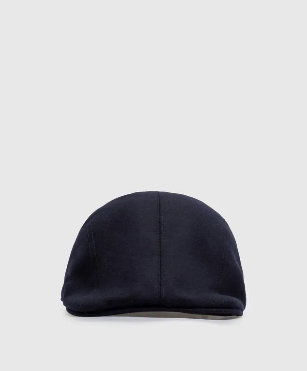 Brunello Cucinelli Blue cap made of wool with logo embroidery