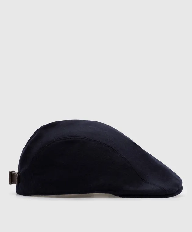 Brunello Cucinelli Blue cap made of wool with logo embroidery