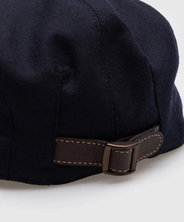 Brunello Cucinelli Blue cap made of wool with logo embroidery