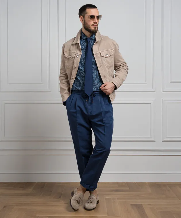 Brunello Cucinelli Blue shirt in paisley print