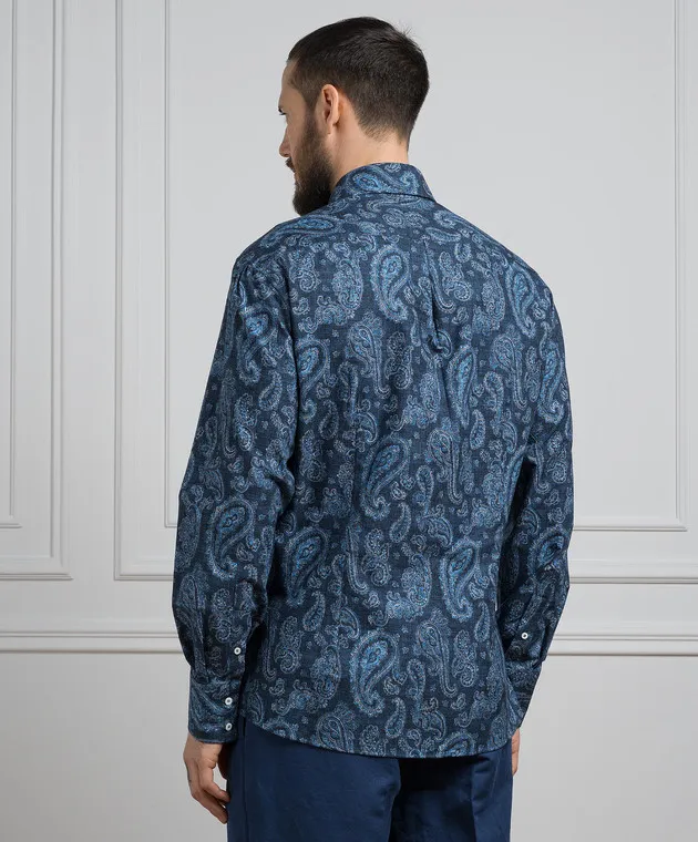 Brunello Cucinelli Blue shirt in paisley print