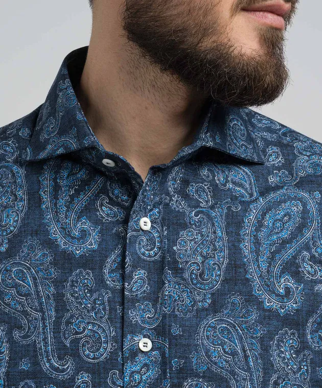 Brunello Cucinelli Blue shirt in paisley print