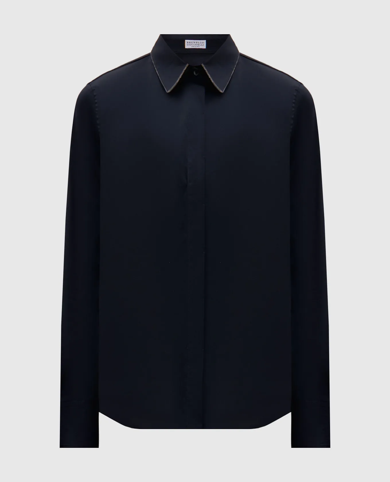 Brunello Cucinelli Blue shirt with monil chain