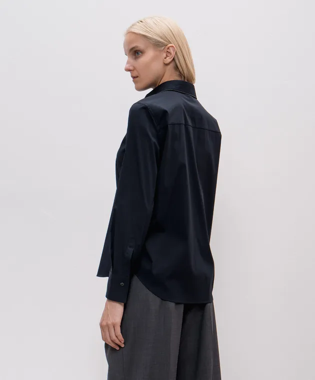 Brunello Cucinelli Blue shirt with monil chain