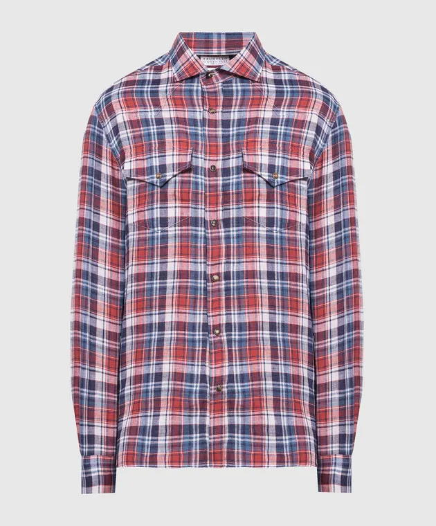 Brunello Cucinelli Checkered linen shirt