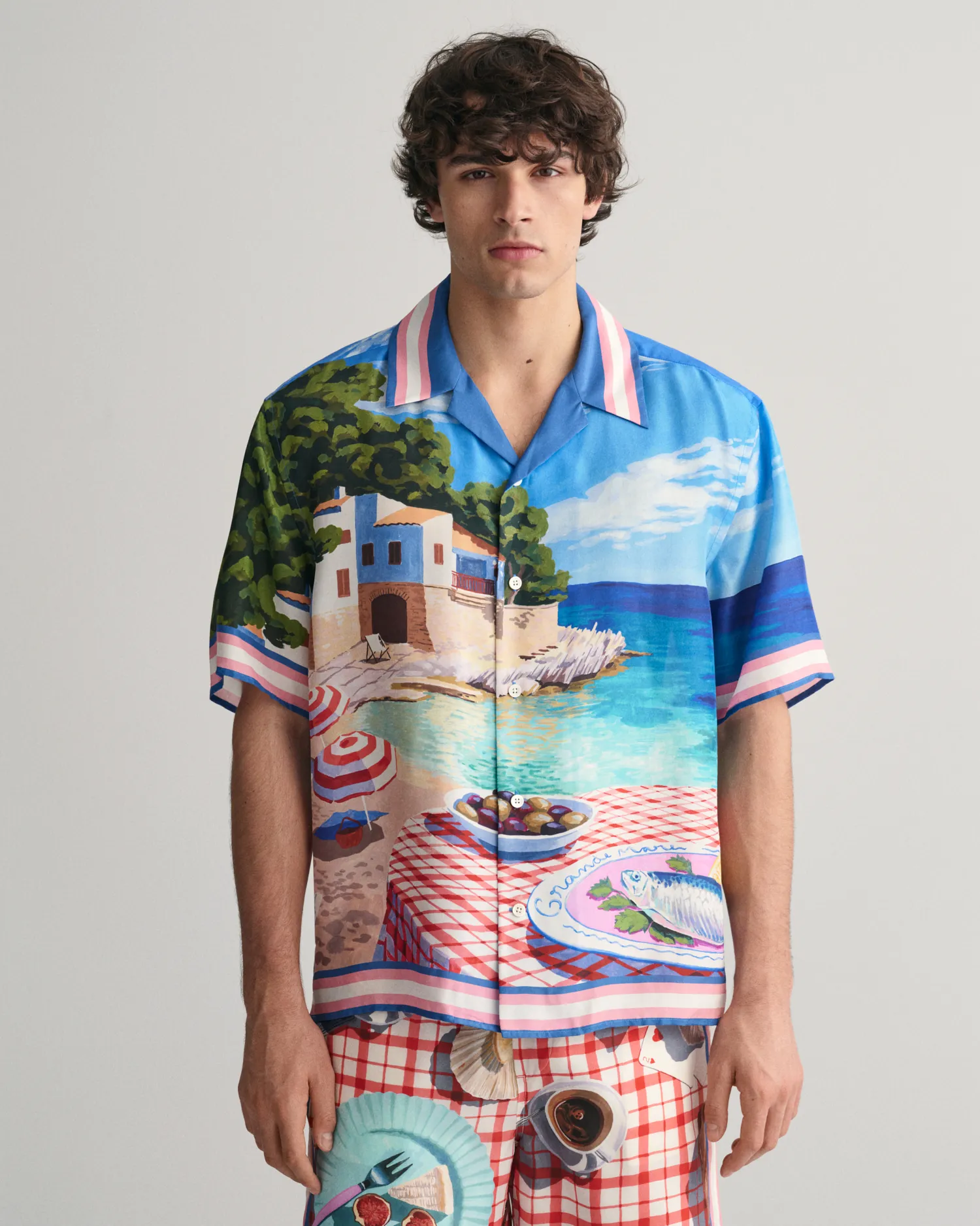 Camisa Relaxed Fit de seda Scenery Print