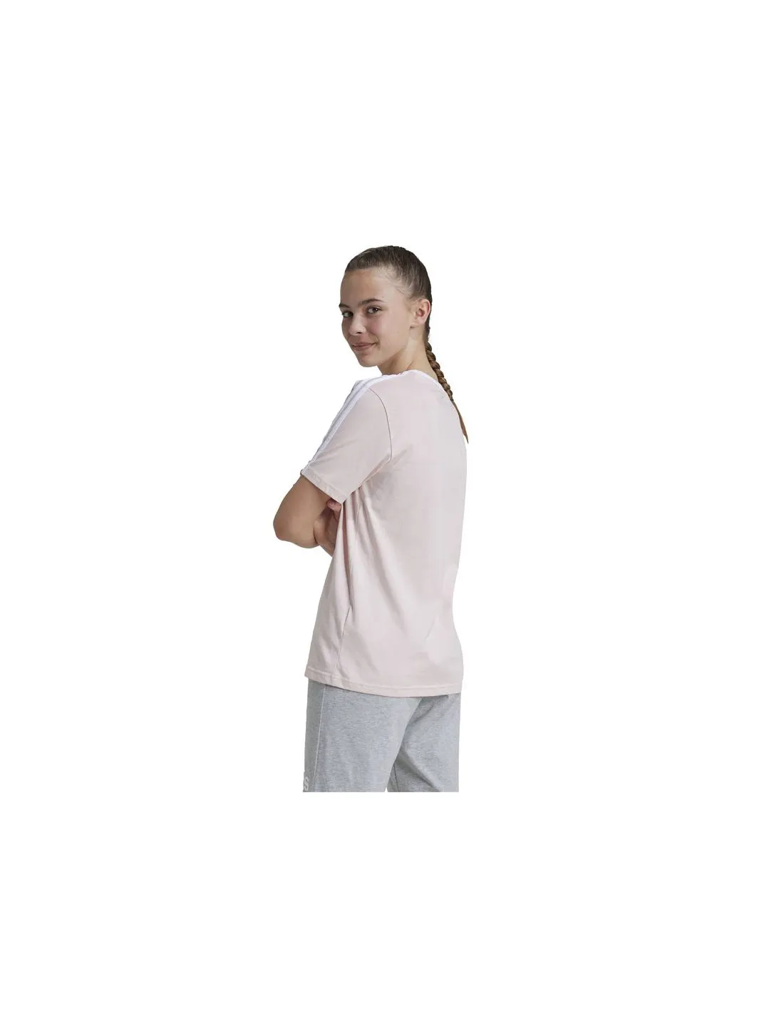 Camiseta adidas Essentials 3 Bandas Cotton Loose Fit  Niña Rosa