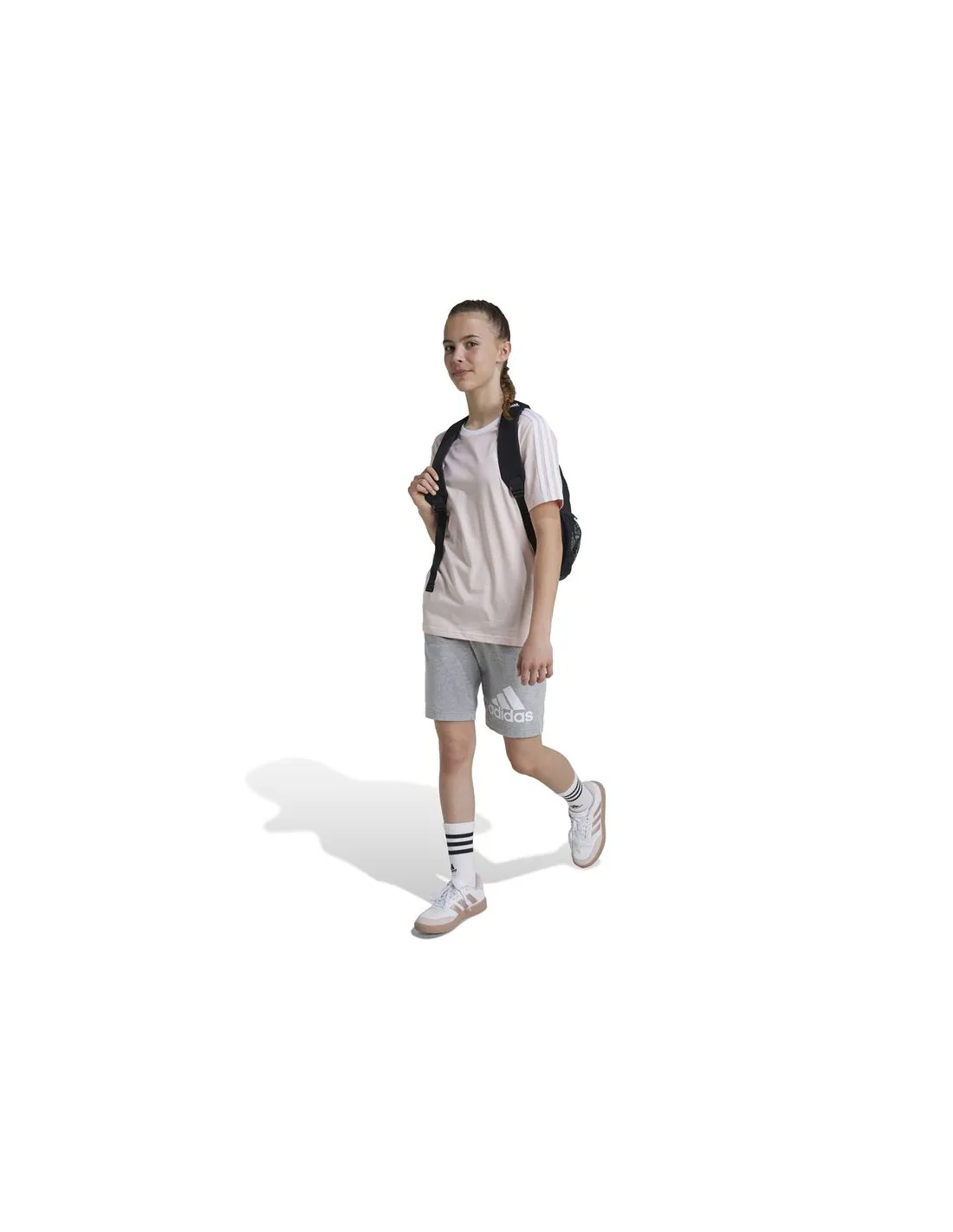 Camiseta adidas Essentials 3 Bandas Cotton Loose Fit  Niña Rosa