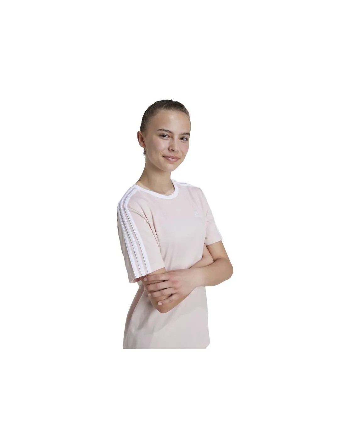Camiseta adidas Essentials 3 Bandas Cotton Loose Fit  Niña Rosa