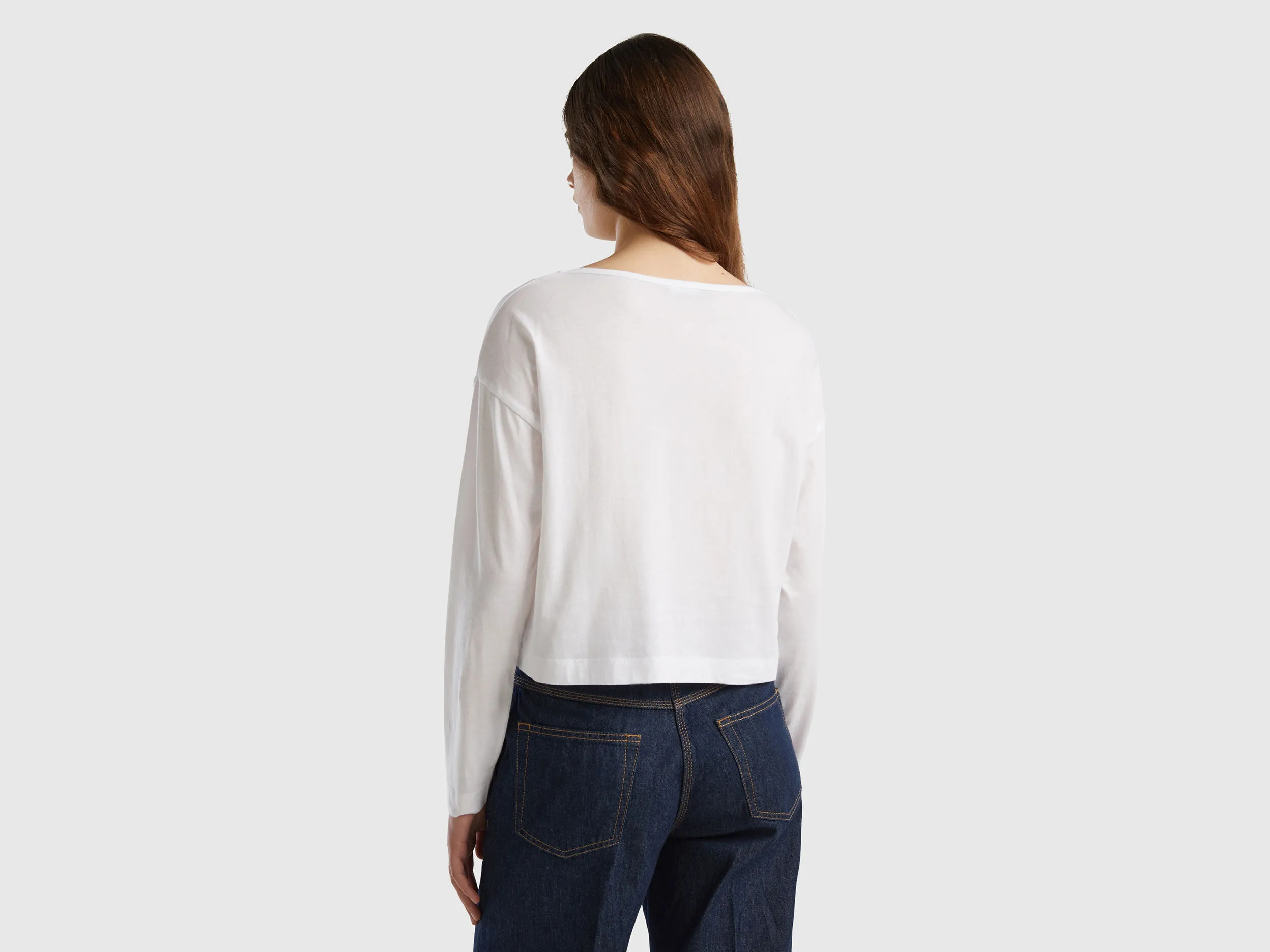 Camiseta blanca de algodón de fibra larga