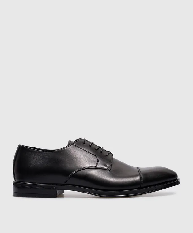 Canali Black leather derbies