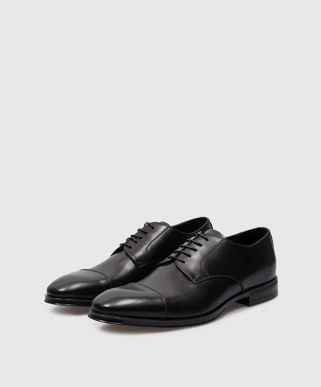 Canali Black leather derbies