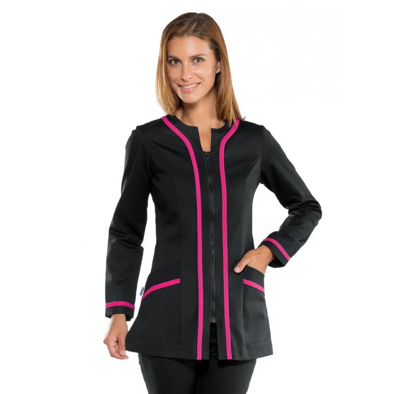 CASACA ARUBA NEGRA CON DETALLES FUCSIA ISACCO  TALLA S