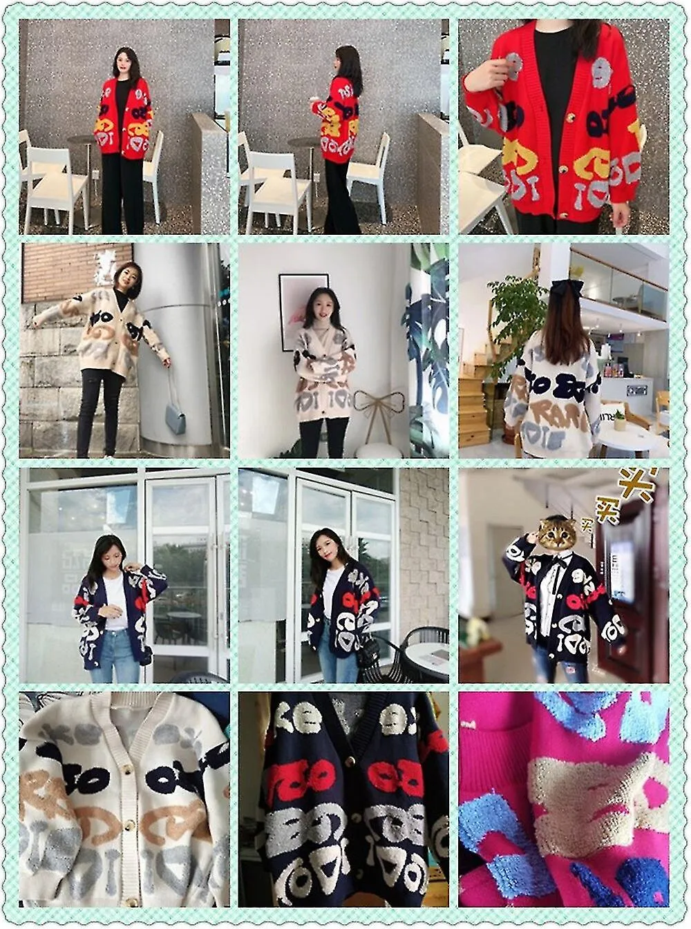Casual Cardigan Large Letters Stamped Womens And Warm Thick Sweater Coat Korean Fashion Garments Knitted Dress Knitted Sweater W