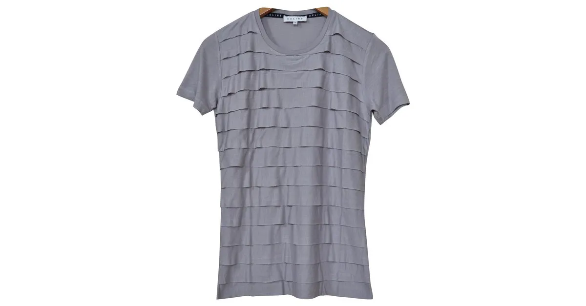Céline camiseta gris con parte superior y camiseta de cachemira talla S SMALL 