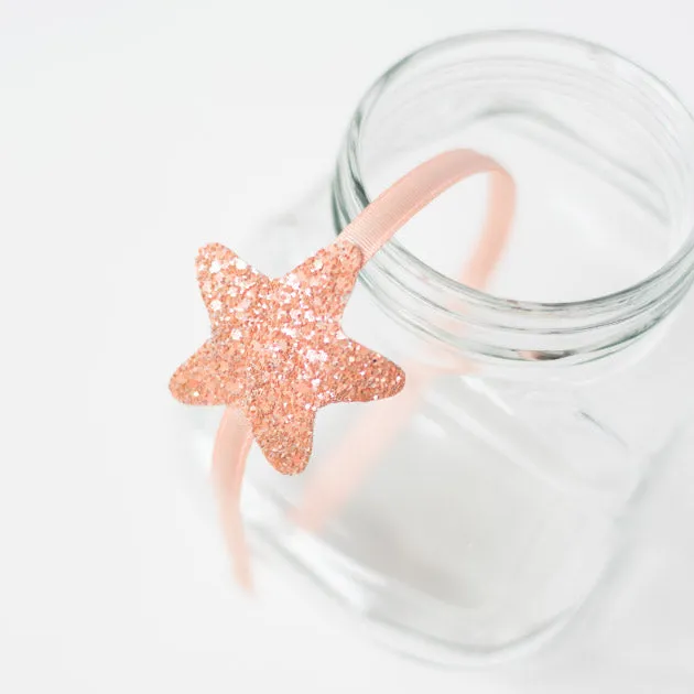 Diadema estrella glitter melocotón