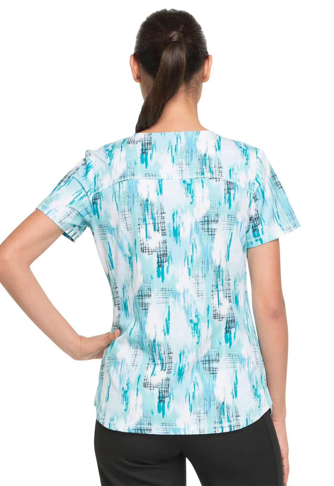 DICKIES DYNAMIX VNECK TOP  IN WASHED UP TROPICAL OASIS