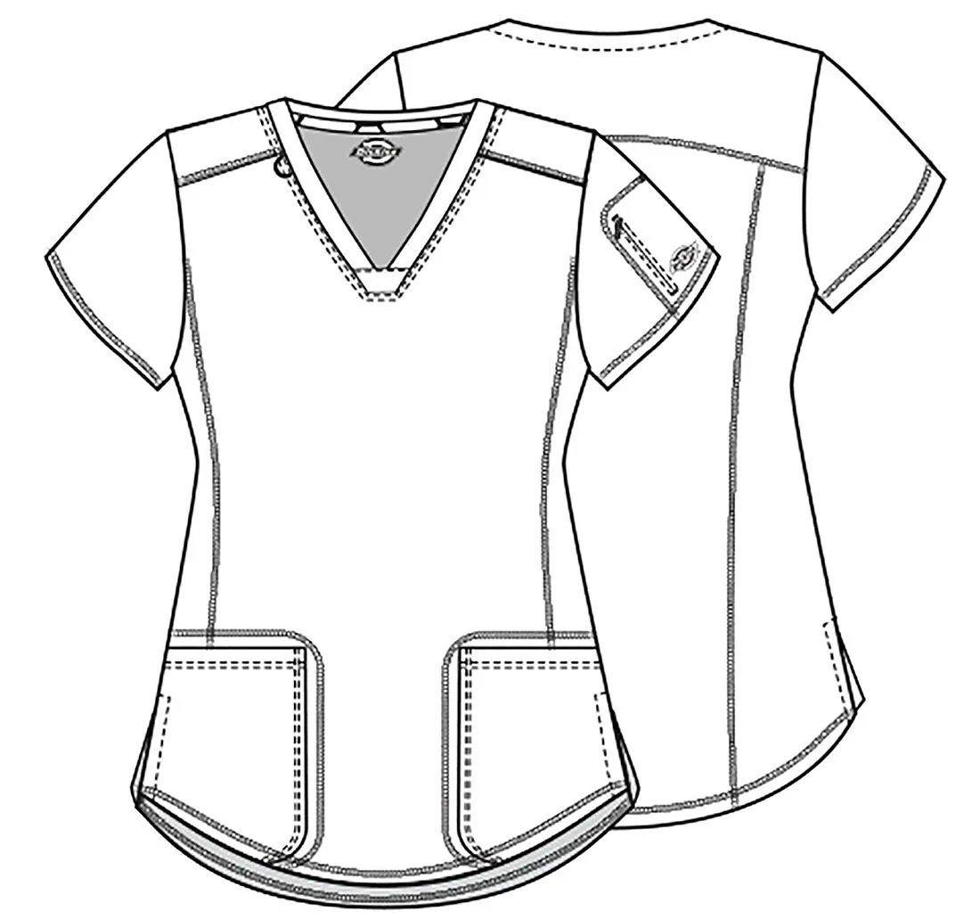 DICKIES DYNAMIX VNECK TOP  IN WASHED UP TROPICAL OASIS