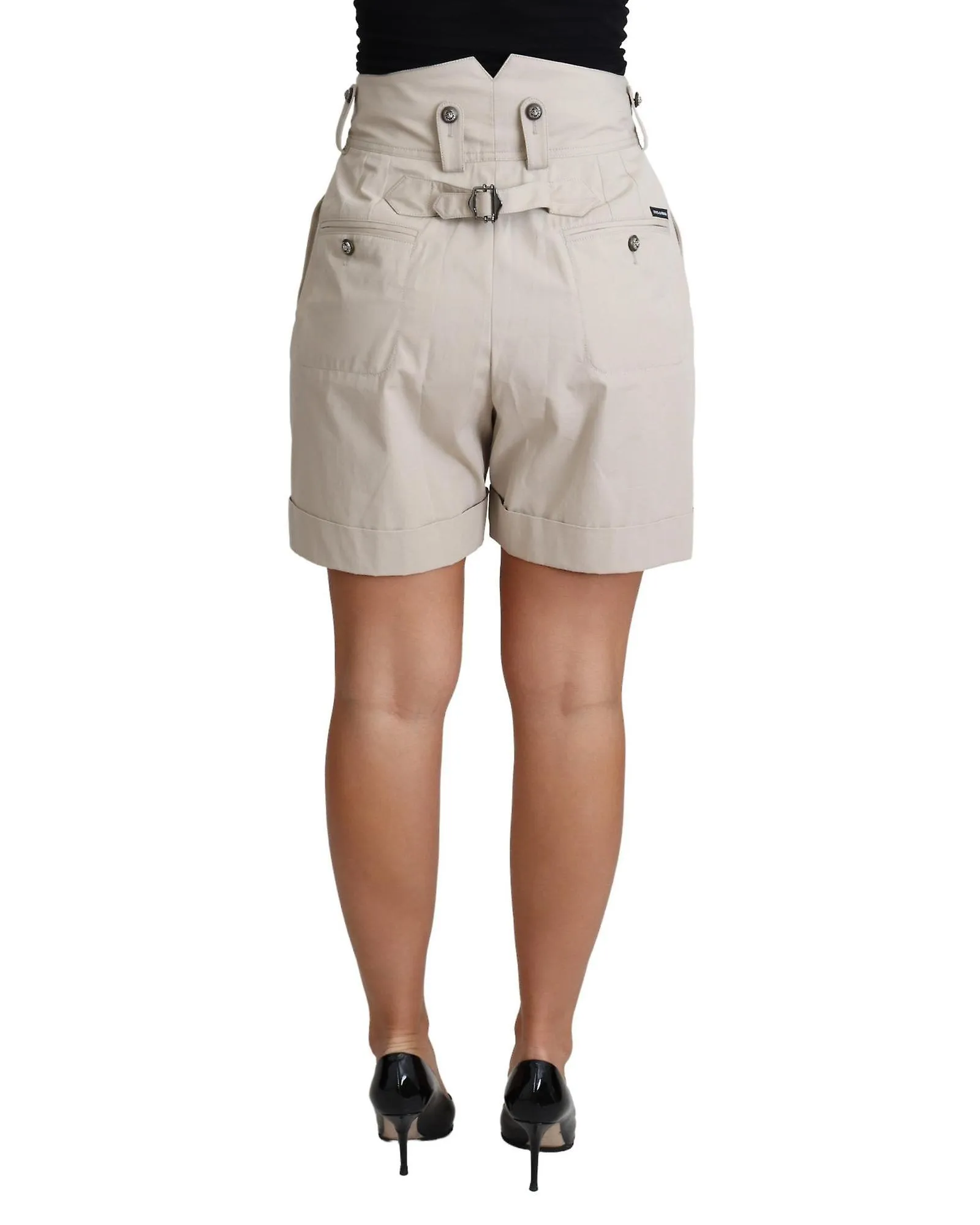 Dolce & Gabbana High Waist Pleated Cotton Shorts