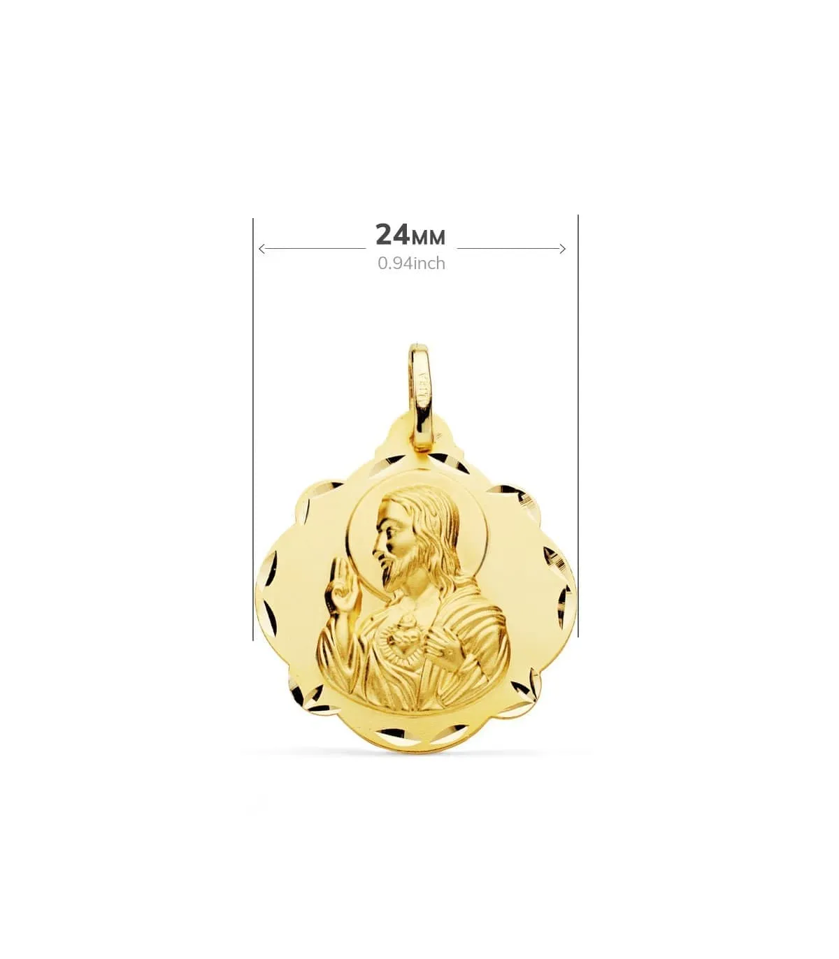 Escapulario V. del Carmen y Corazón de Jesús Oro 18k 24mm