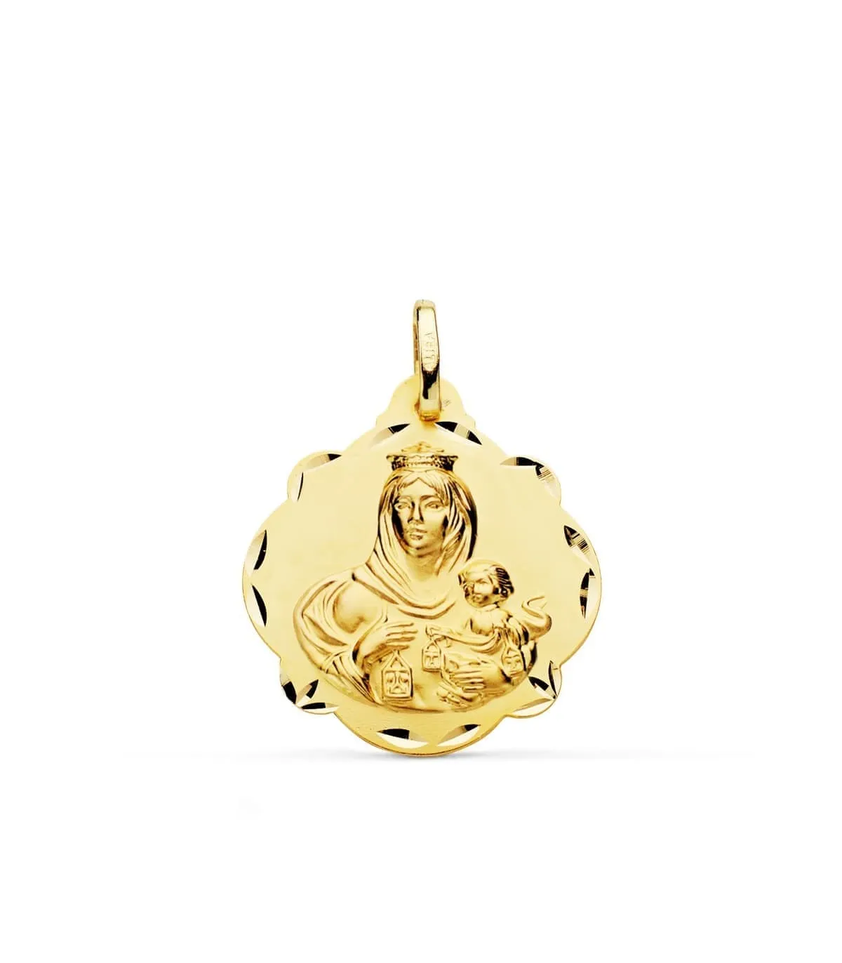 Escapulario V. del Carmen y Corazón de Jesús Oro 18k 24mm