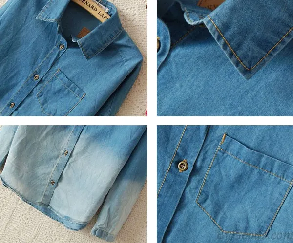 Fashion Blue Gradient Denim Shirt