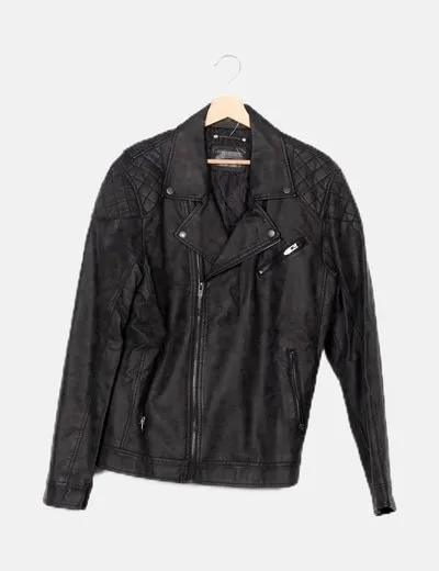 Green Coast Chaqueta negra biker combinada