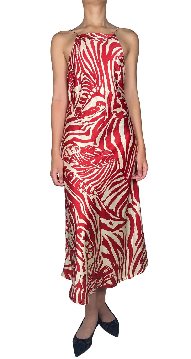 JAZMIN CHEBAR Vestido Rojo Seda