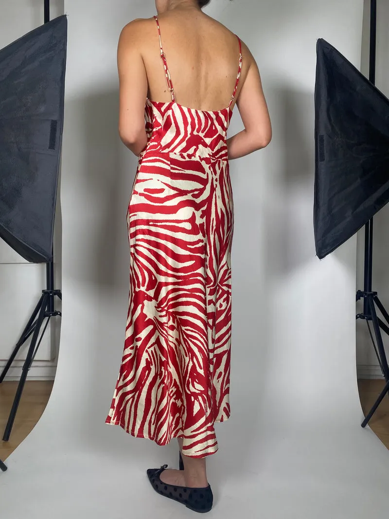 JAZMIN CHEBAR Vestido Rojo Seda