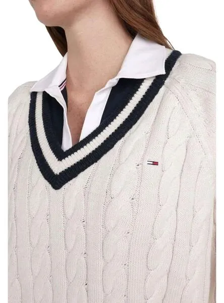 JERSEY TOMMY JEANS VNECK CABLE PARA MUJER