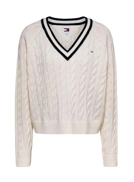 JERSEY TOMMY JEANS VNECK CABLE PARA MUJER