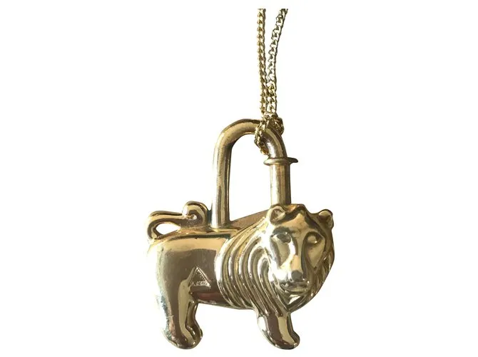 Kelly Hermès Auténtico candado vintage "Gold Tone Africa Lion" Edición limitada Dorado 