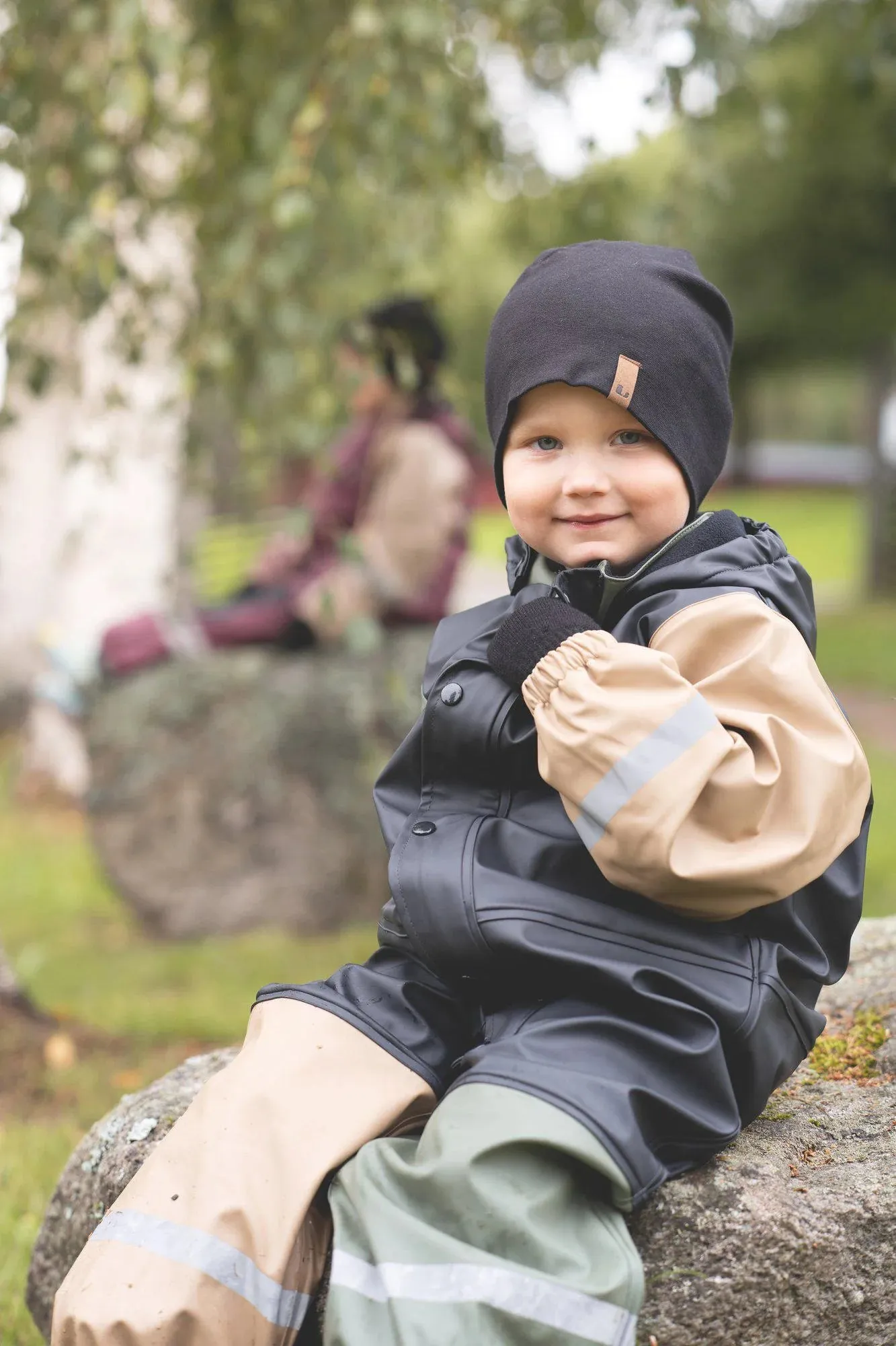 Lindberg Fagerhult Rain Baby Overall, F Anth/green