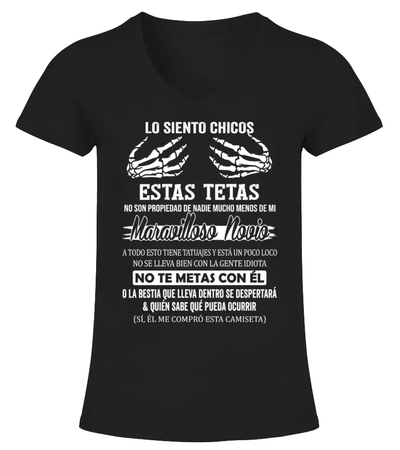 Lo siento chicos, estas tetas no son propiedad de nadie mucho menos de mi, mara… Camiseta cuello pico Mujer
