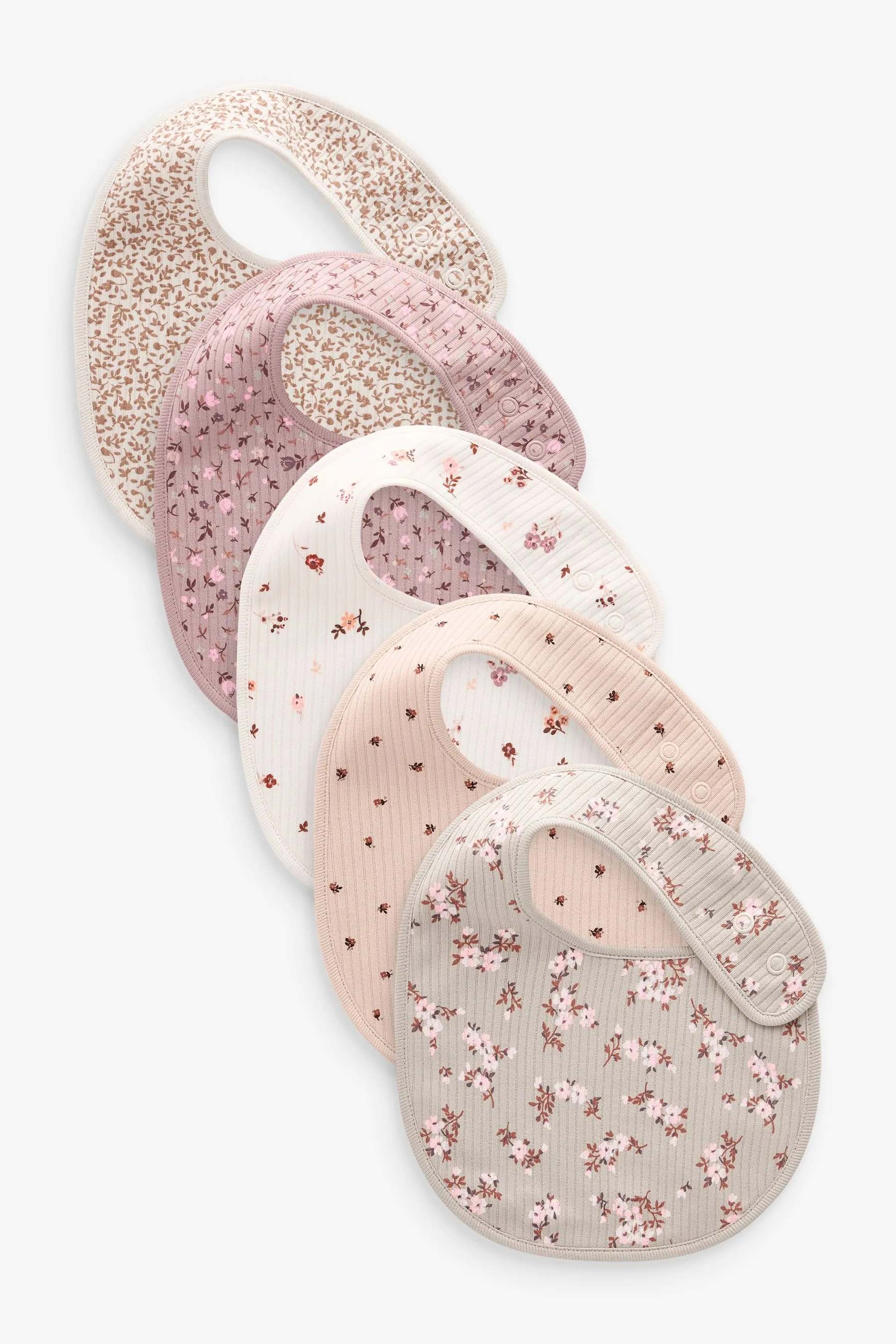 MARRóN CARAMELO  100% COTTON BABY BIBS 5 PACK