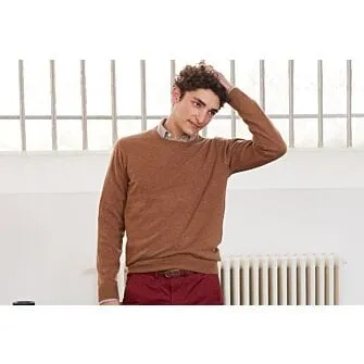 MELANGE HAZELNUT ROUNDNECK WOOL JUMPER  CONAN