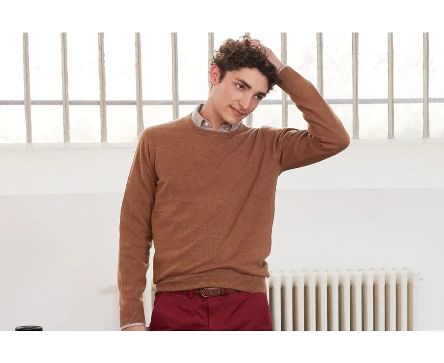 MELANGE HAZELNUT ROUNDNECK WOOL JUMPER  CONAN