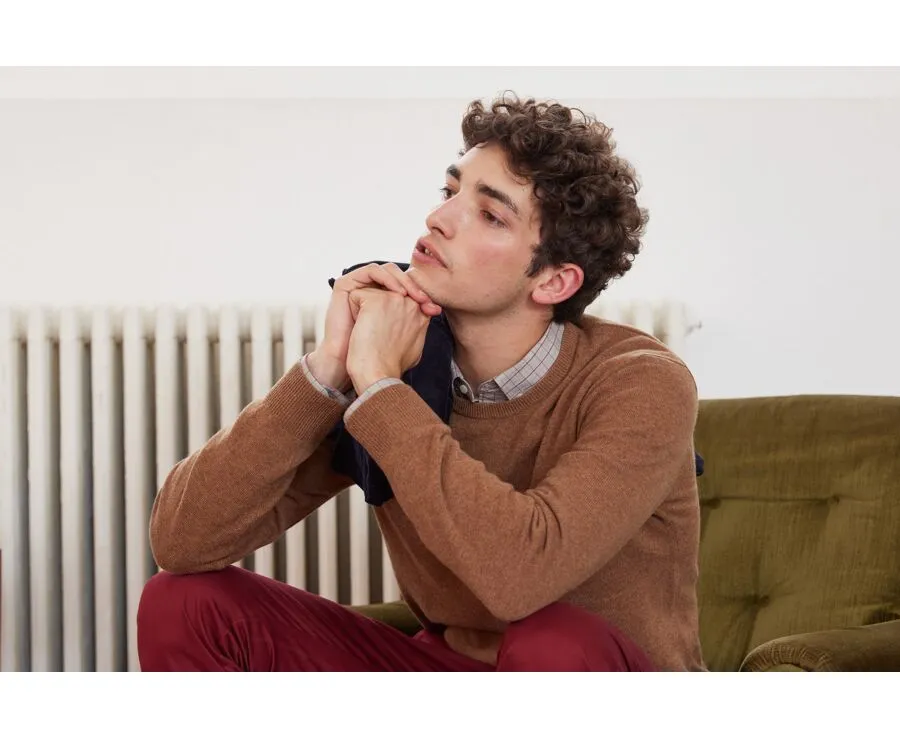 MELANGE HAZELNUT ROUNDNECK WOOL JUMPER  CONAN