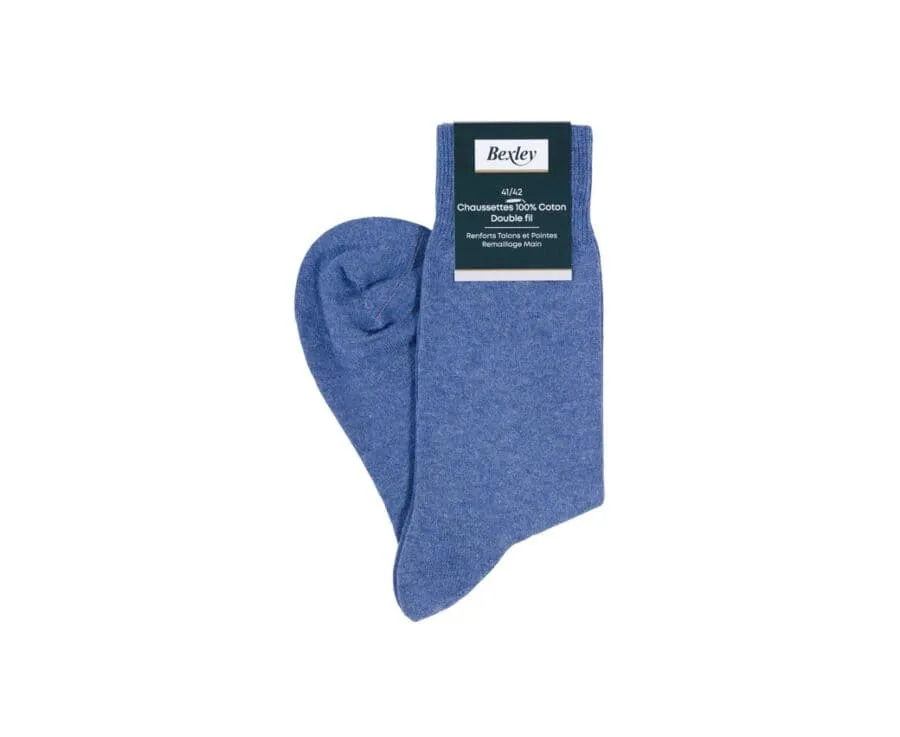 Men's Middle Blue Melange Thin Cotton Socks