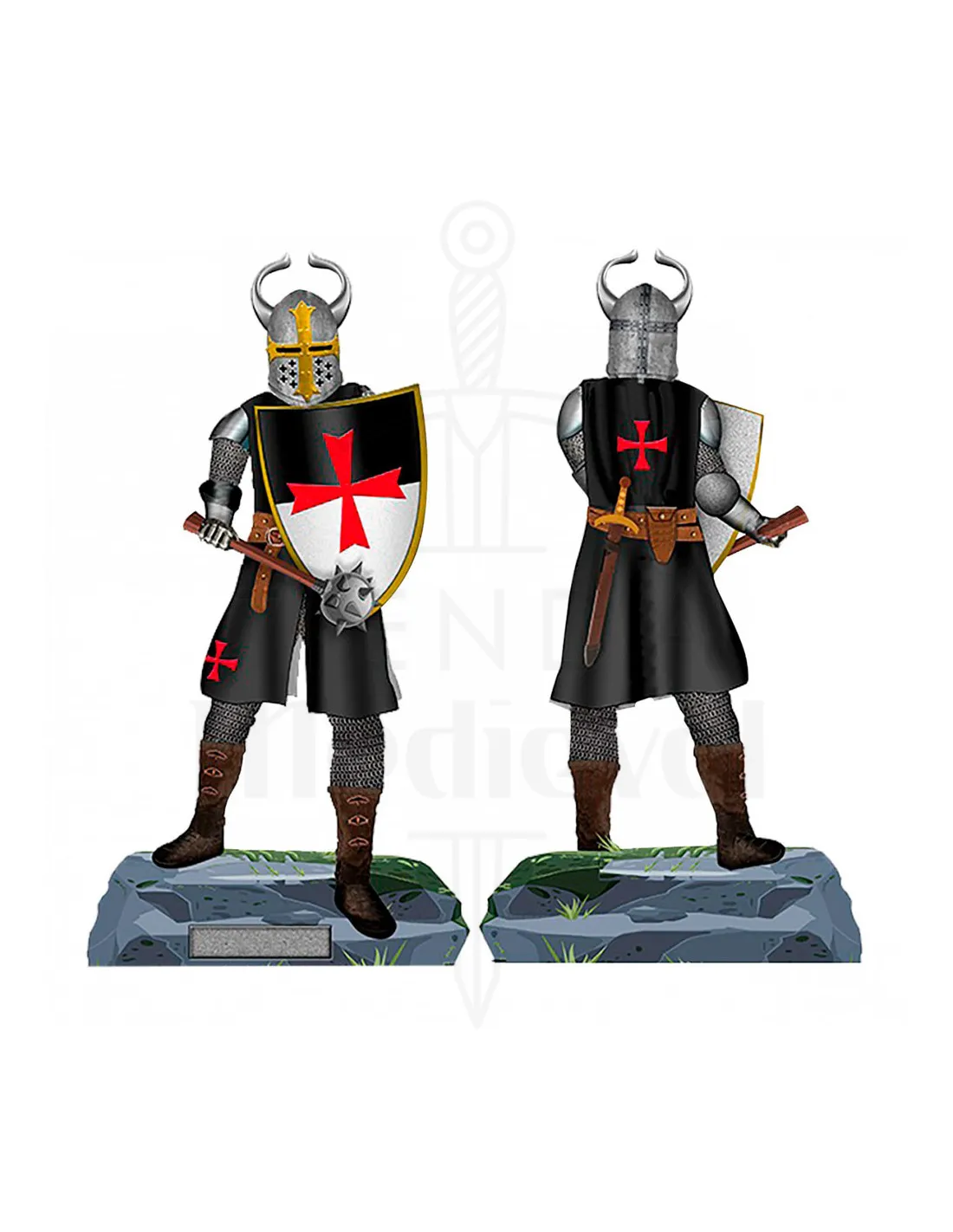 Miniatura caballero hospitalario con escudo y maza (8 cm.)