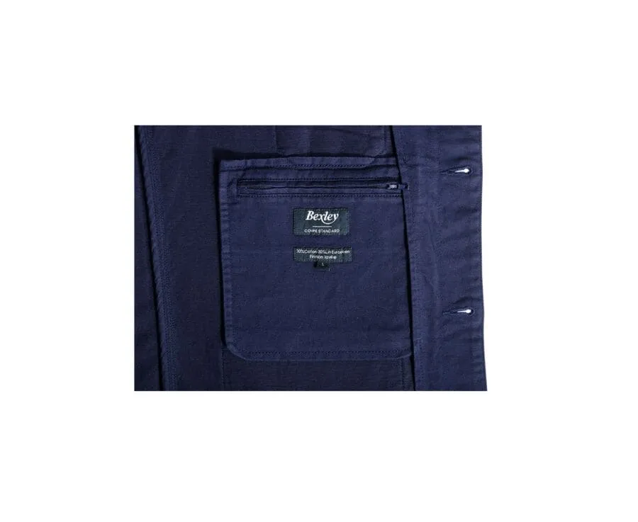 NAVY BLUE MEN'S COTTON/LINEN PAINTER JACKET  FAUSTINIEN