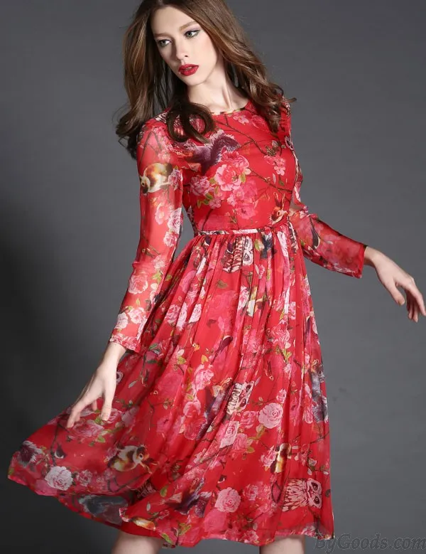 NEW HIGHEND OWL PRINTING LONG DRESS