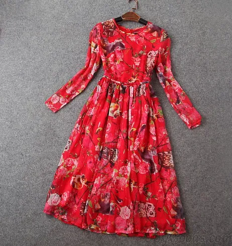 NEW HIGHEND OWL PRINTING LONG DRESS