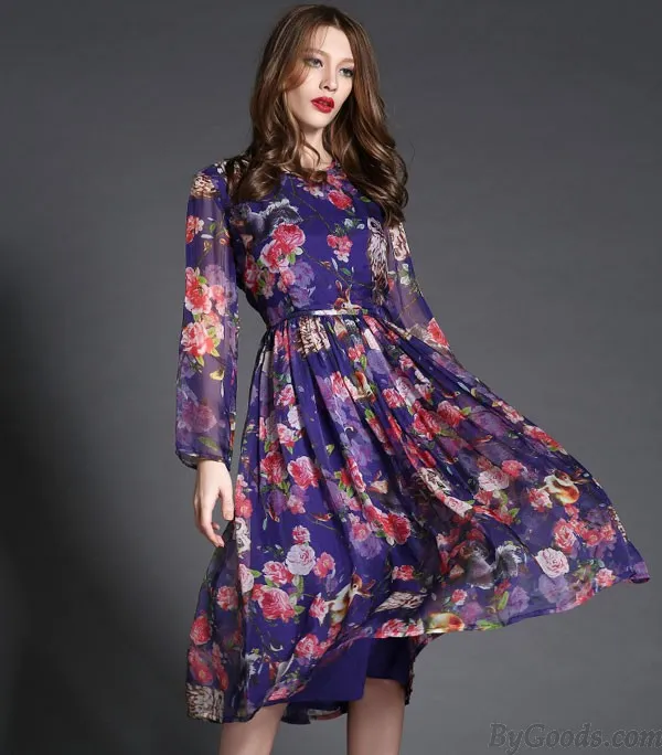 NEW HIGHEND OWL PRINTING LONG DRESS