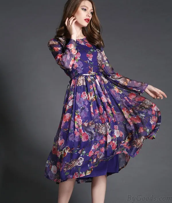 NEW HIGHEND OWL PRINTING LONG DRESS
