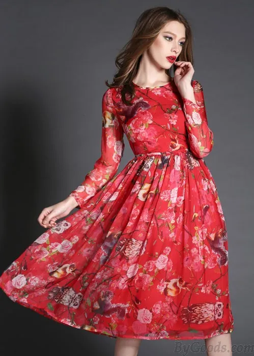 NEW HIGHEND OWL PRINTING LONG DRESS